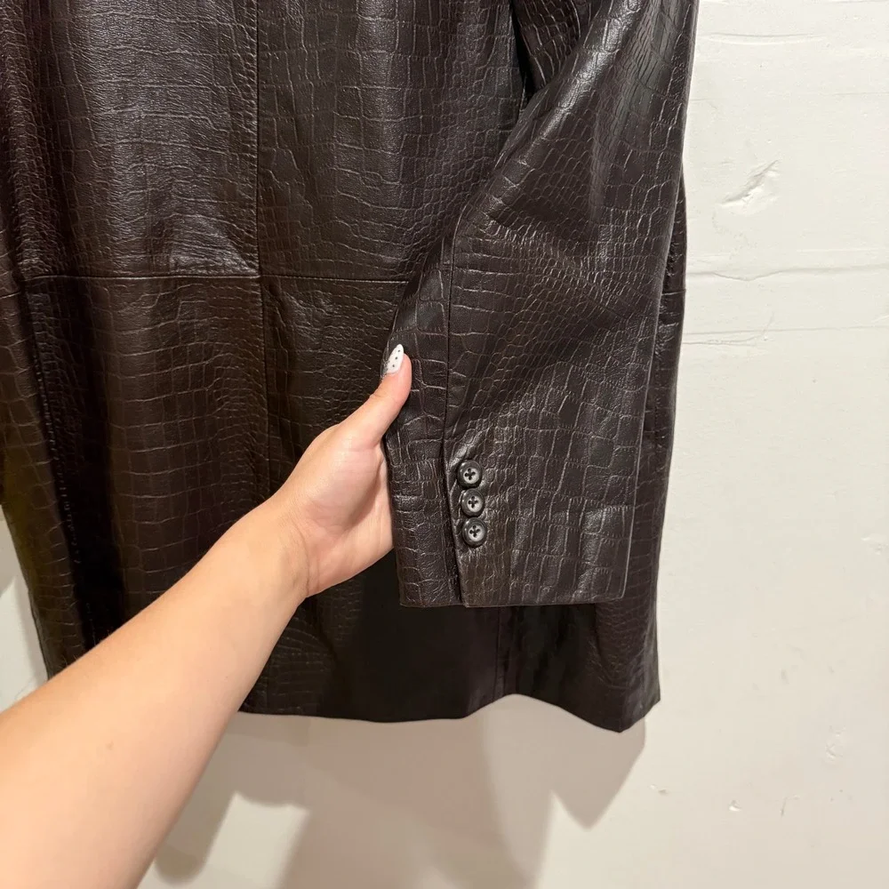 Vintage‎ 90's Liz Claiborne Crocodile Embossed Leather Blazer Jacket